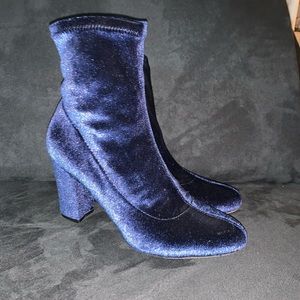 Velvet Blue Heel Boot